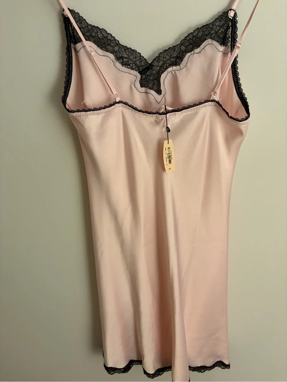 Silky Pink Lace-Trim Slip Dress